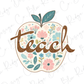 an apple with the word teach written on it