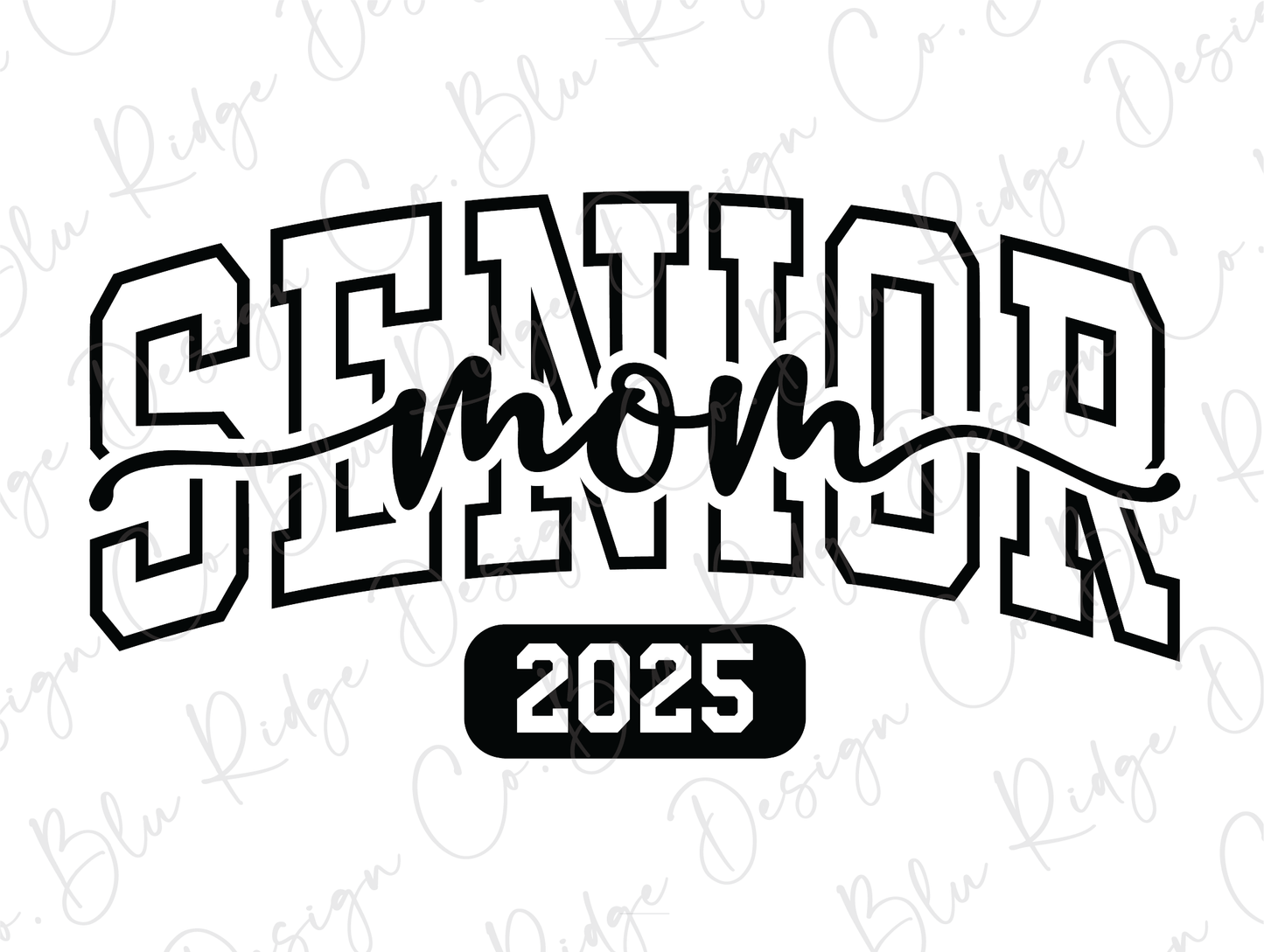 a black and white image of the word senior on a white background