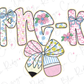 a picture of the word mom with flowers and bows