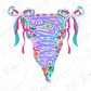 A colorful, decorative banner with the word "Bows" written on it, featuring bows and ribbons in shades of pink, blue, and green.