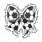 a black and white bow with a soccer ball on it