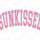 the word sunk kissed in pink on a white background