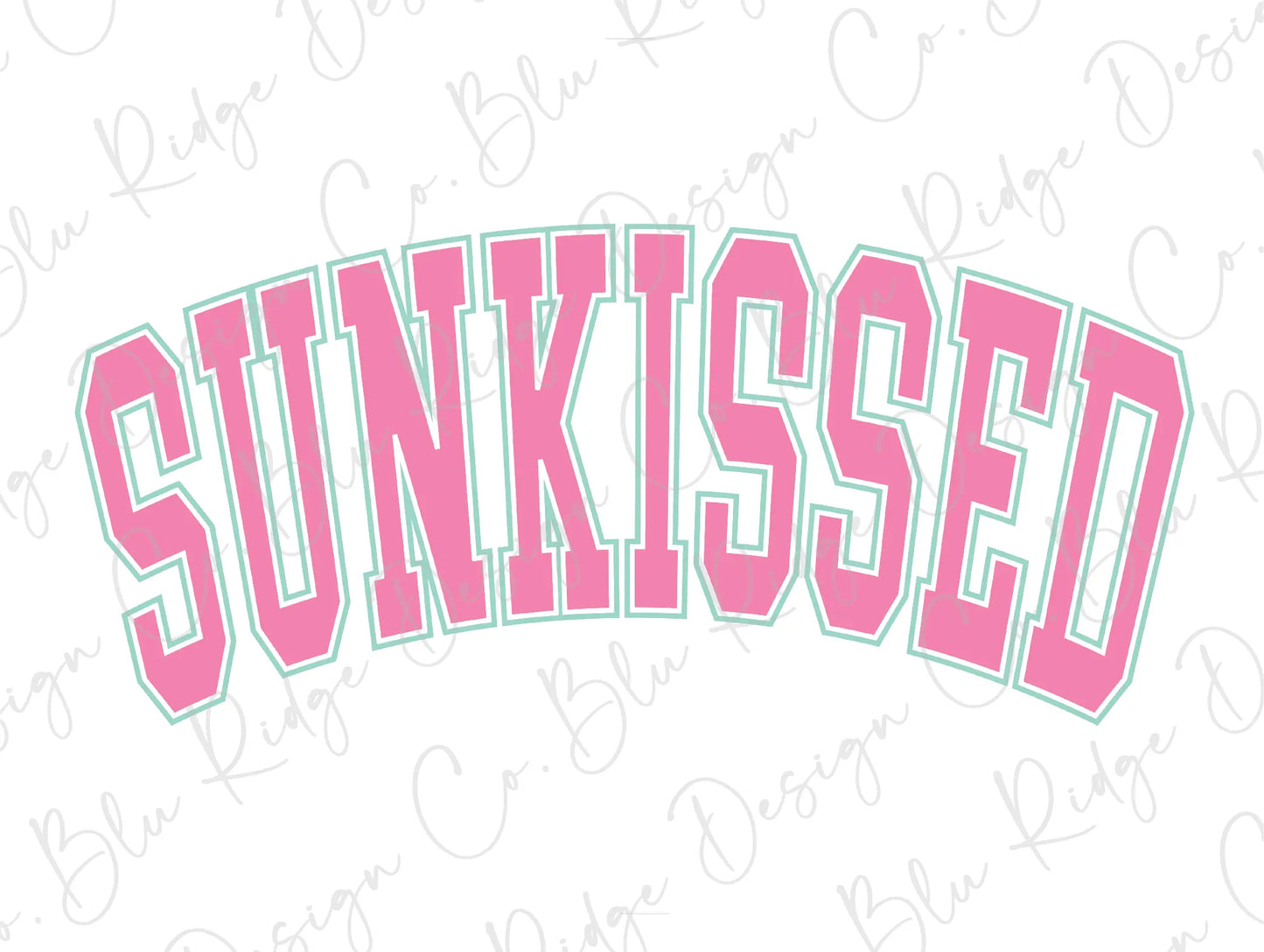 the word sunk kissed in pink on a white background