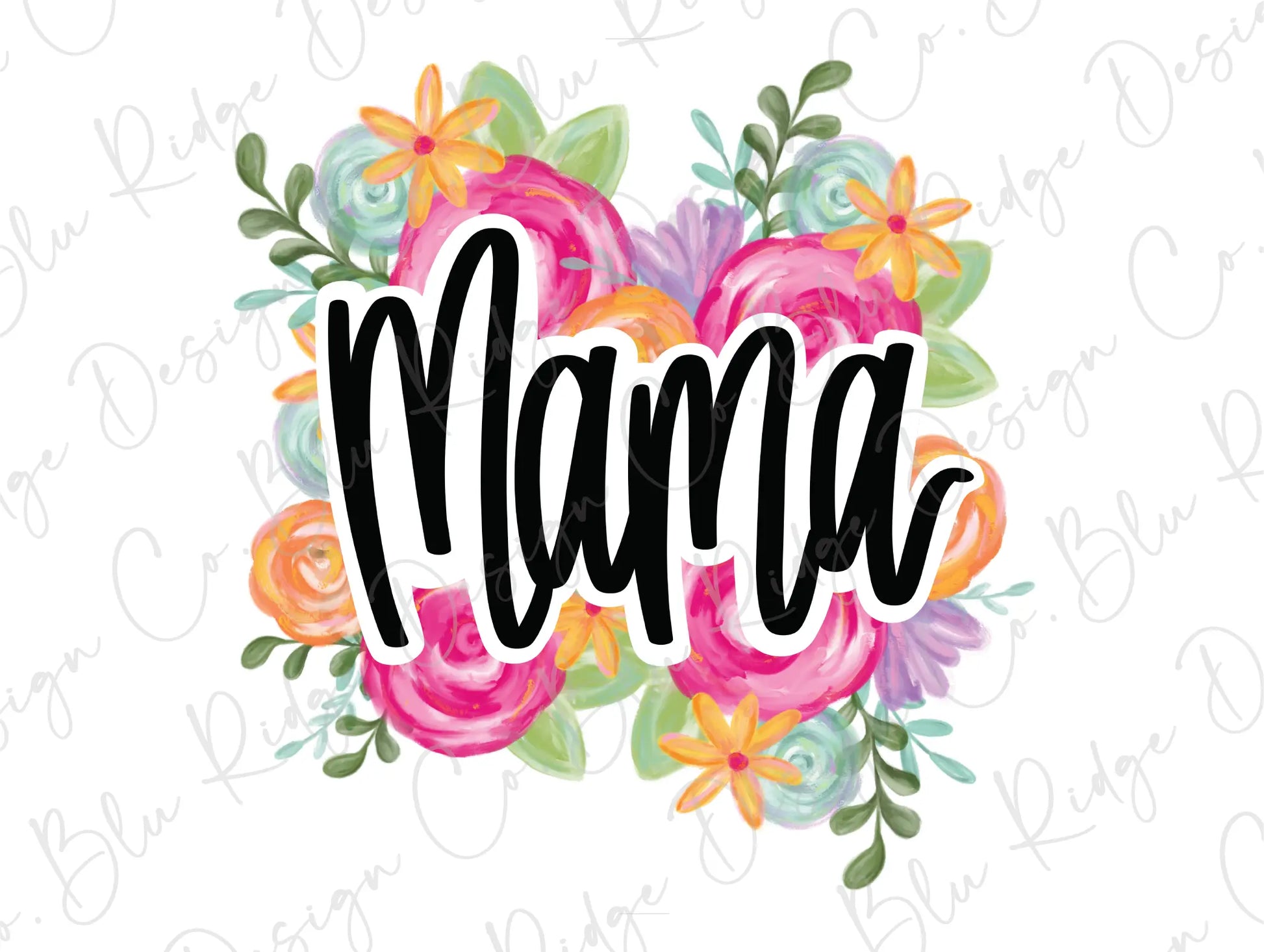 the word mama surrounded by flowers and leaves