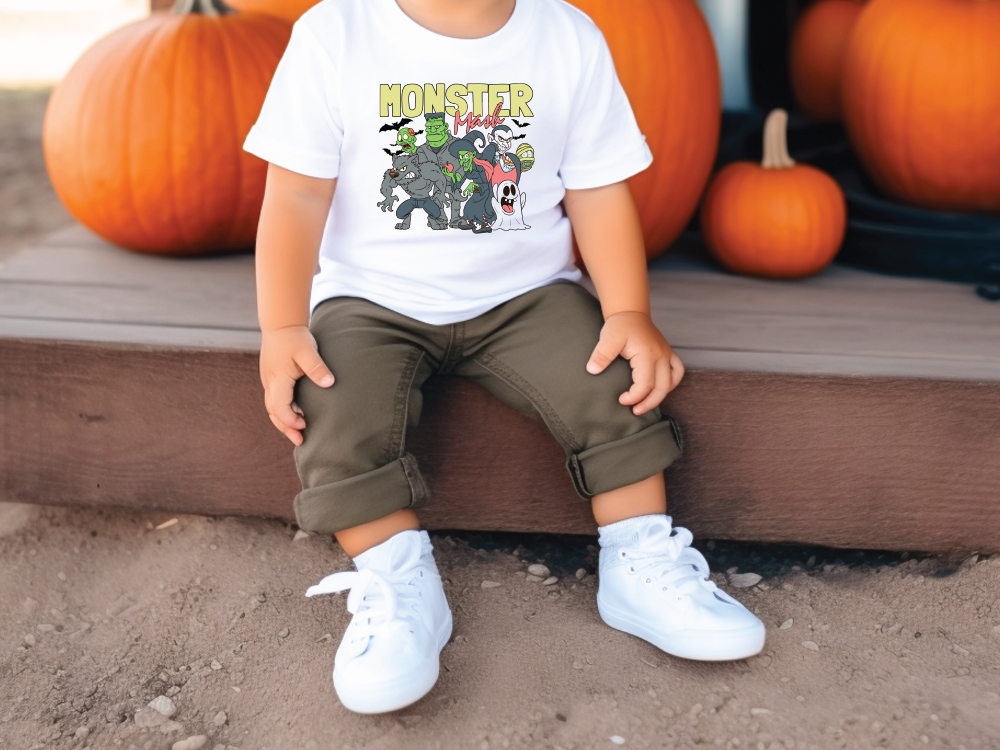 a young boy sitting in front of pumpkins