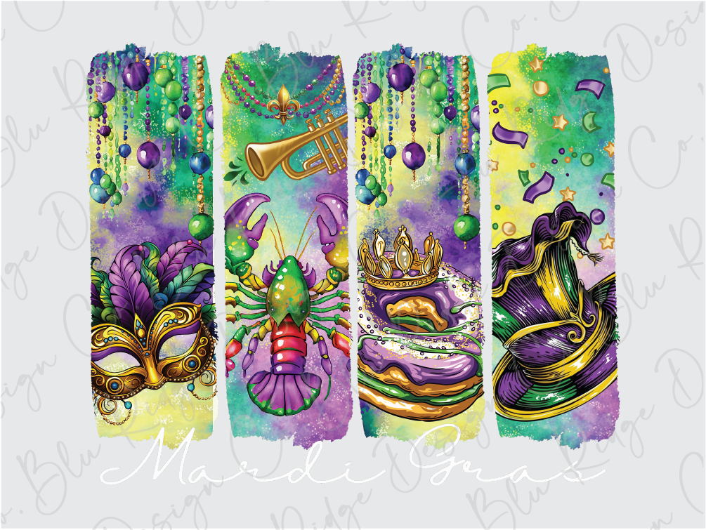 a set of three mardi gras bookmarks with mardi gras masks