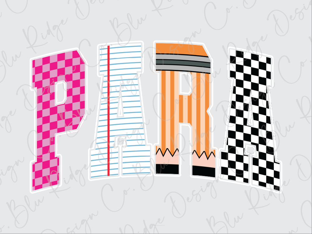 the word "PARIS" formed by various colorful shapes, including a pink and white checkered pattern, a blue and white striped pattern, an orange and white striped pattern, and a black and white checkered pattern.