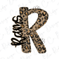 A stylized letter "R" with a leopard print pattern, featuring the word "Rajas" written in cursive script.
