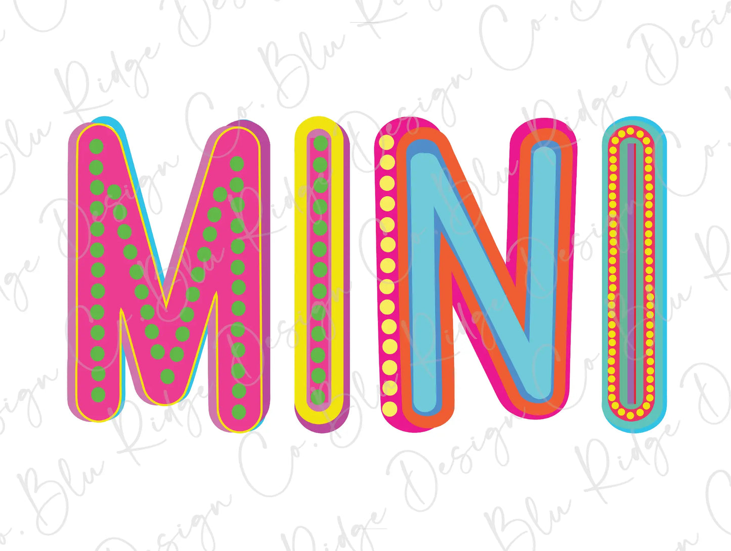 the word minnie is made up of colorful letters