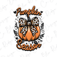 a pumpkin with a bow and the words pumpkin season