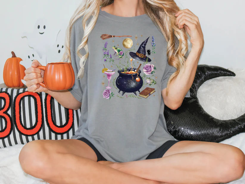 Halloween Witch Magic Collage Graphic T-Shirt