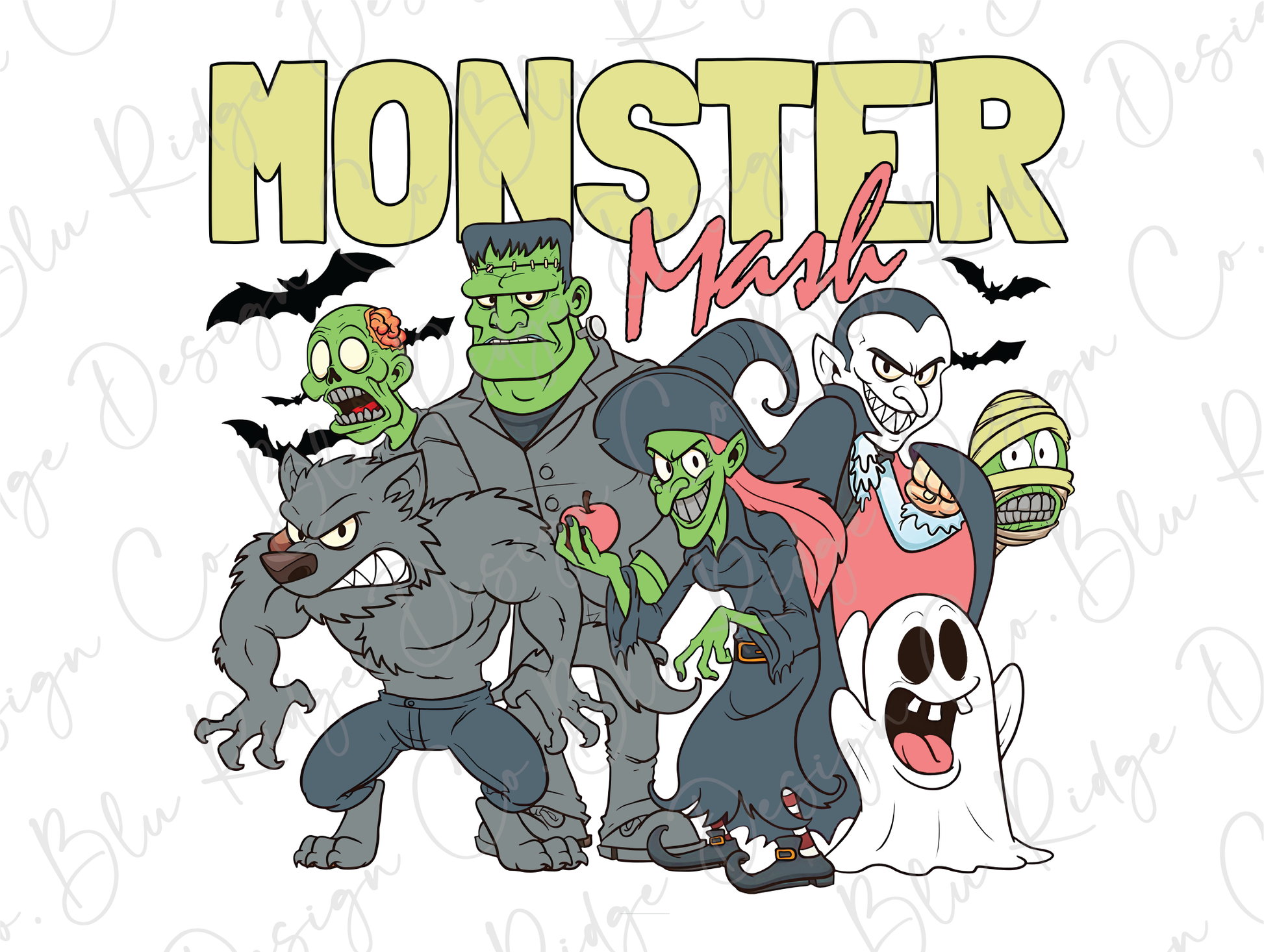 a group of cartoon characters with the words monster man