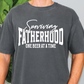 a man wearing a t - shirt that says,'surviving fatherhood one beer
