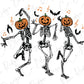 Dancing Pumpkin Head Skeletons Graphic T-Shirt