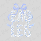 the word "EAGLES" in a stylized, floral design with a blue ribbon.