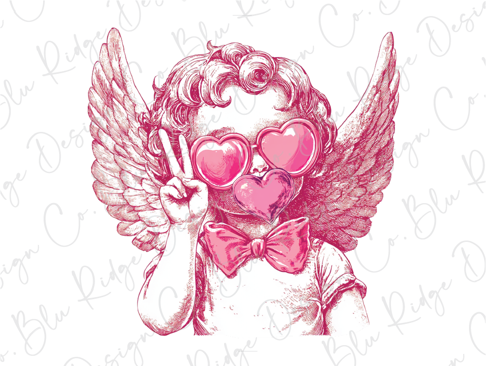 a drawing of a little girl with heart shaped glasses