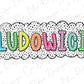 the word ludwool in a cloud with polka dots