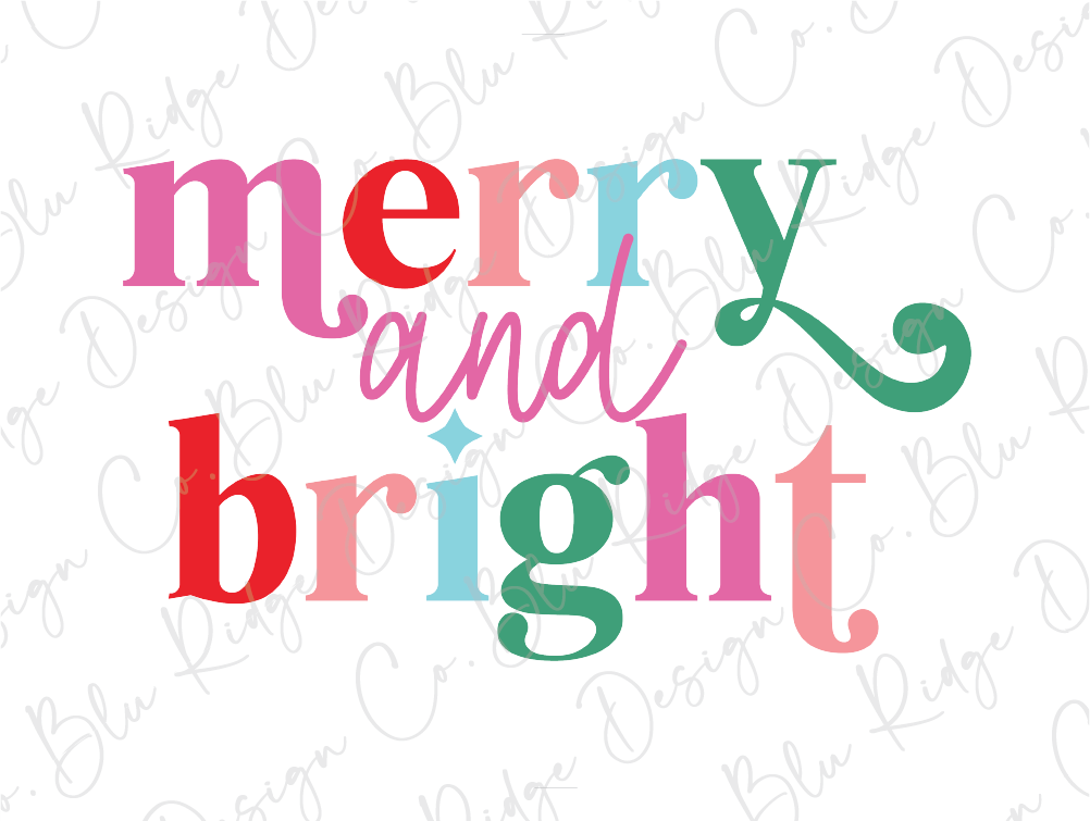 the words merry and bright on a white background