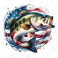 a fish with an american flag design on it