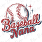 a baseball and the text "Baseball Nana" in a stylized design with a distressed, vintage aesthetic.