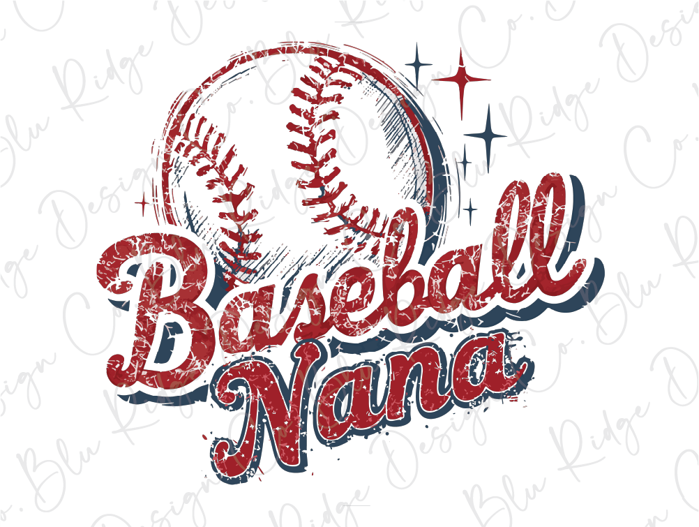 a baseball and the text "Baseball Nana" in a stylized design with a distressed, vintage aesthetic.