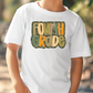 a young boy wearing a white t - shirt that says fourth grade