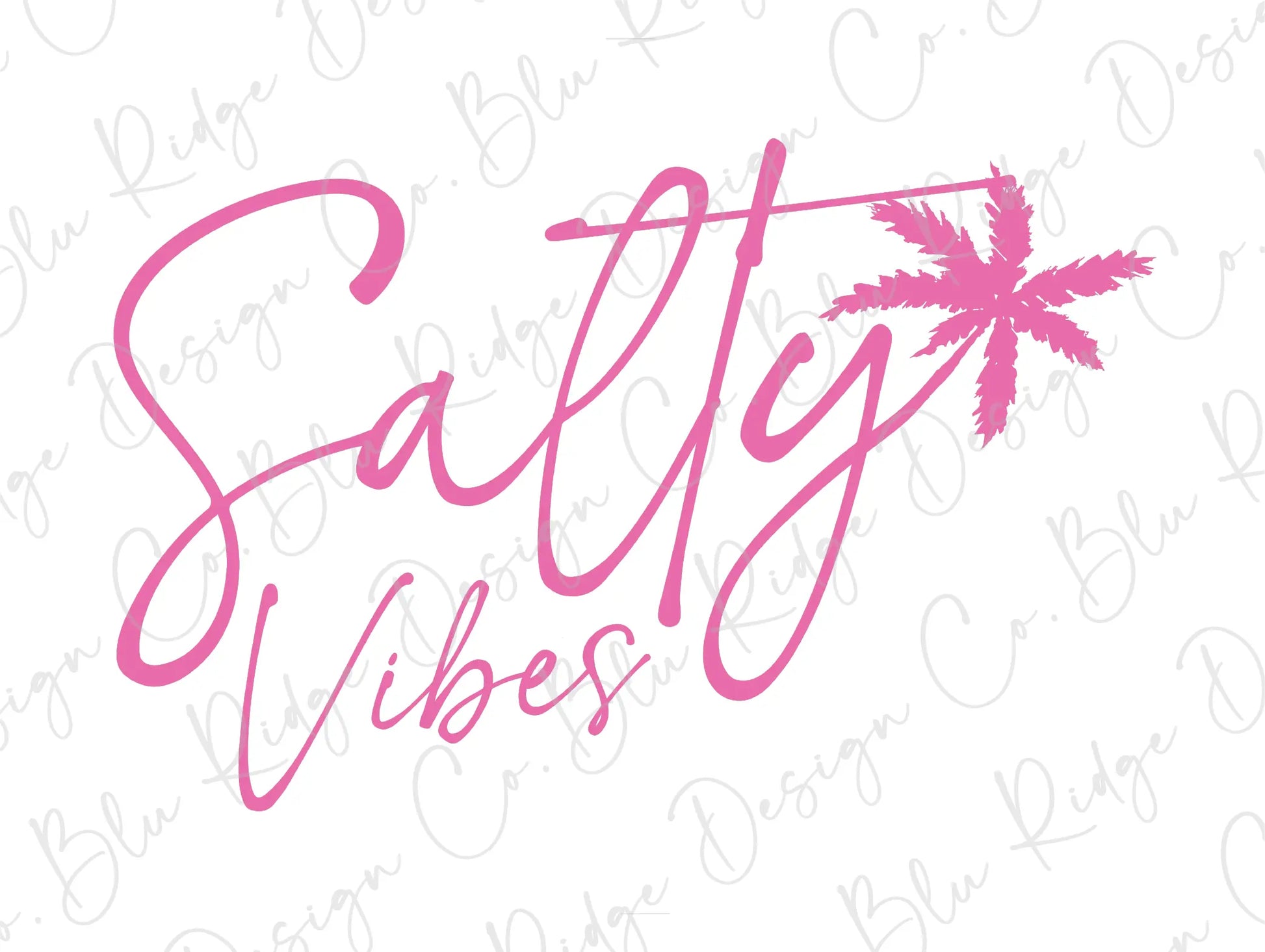 a pink palm tree with the words salty vibes on it