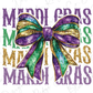 a mardi gras shirt with a purple and green bow