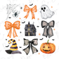 a watercolor drawing of halloween decorations