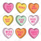 Valentine's Day Conversation Hearts Candy Groovy Retro Graphic T-Shirt
