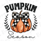 a pumpkin with a checkered bow and the words pumpkin season