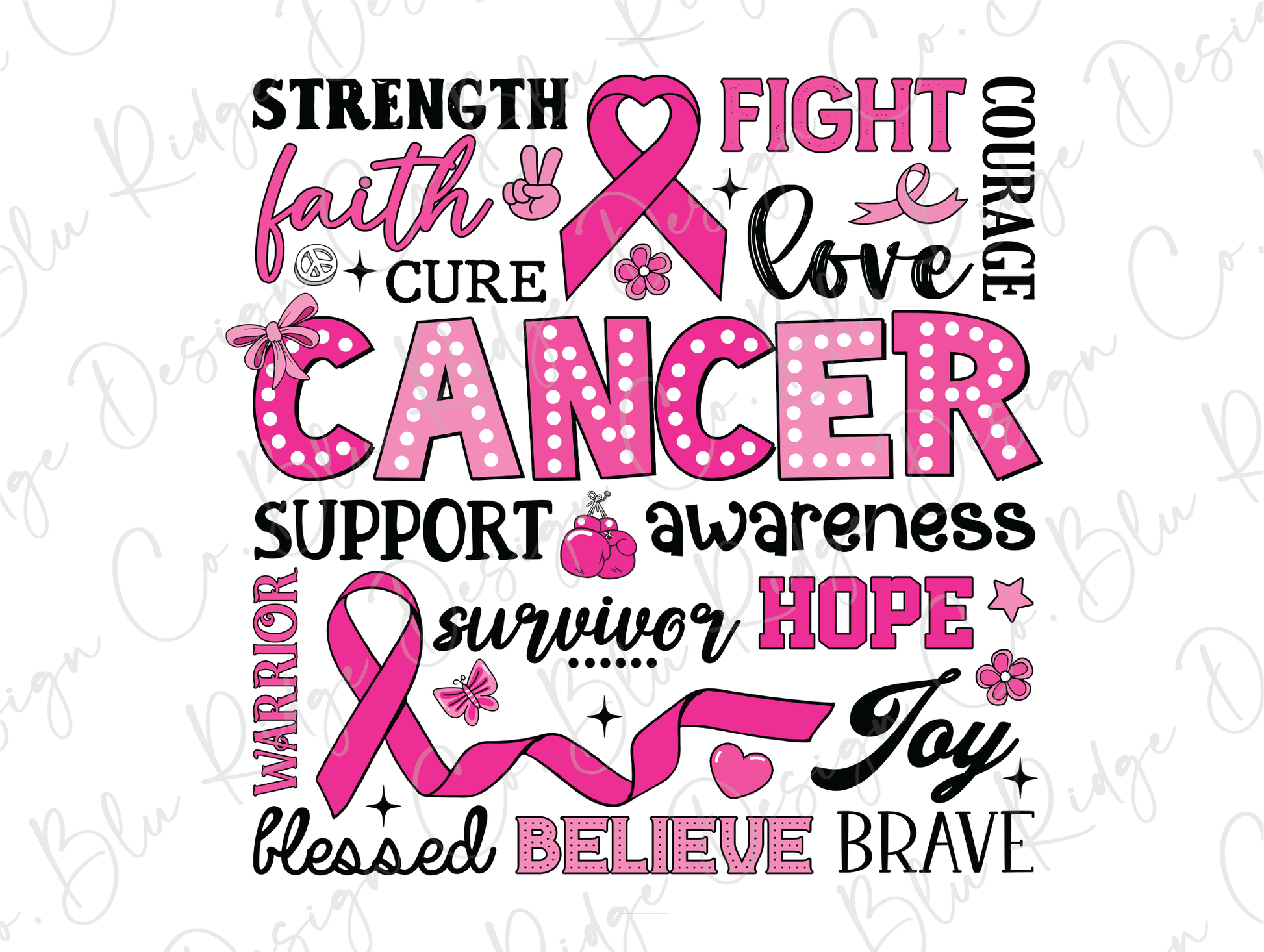 a breast cancer awareness poster with pink ribbon