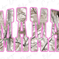 the word "MAMA" formed by the silhouettes of trees and branches, with the letters being pink and white.