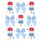 a set of patriotic lollipops with bows