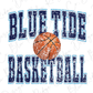 a basketball ball with the words blue tide basketball on it