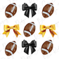 a set of six footballs with bows