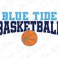 a blue and white basketball with the words blue tide basketball