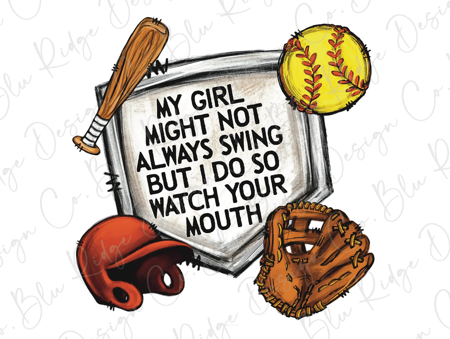 a drawing of a baseball bat, glove and ball