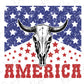 an american flag with a bull's head on it