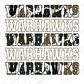 the word "WARHAWKS" repeated multiple times in various sizes and orientations, creating a visually striking and repetitive pattern.