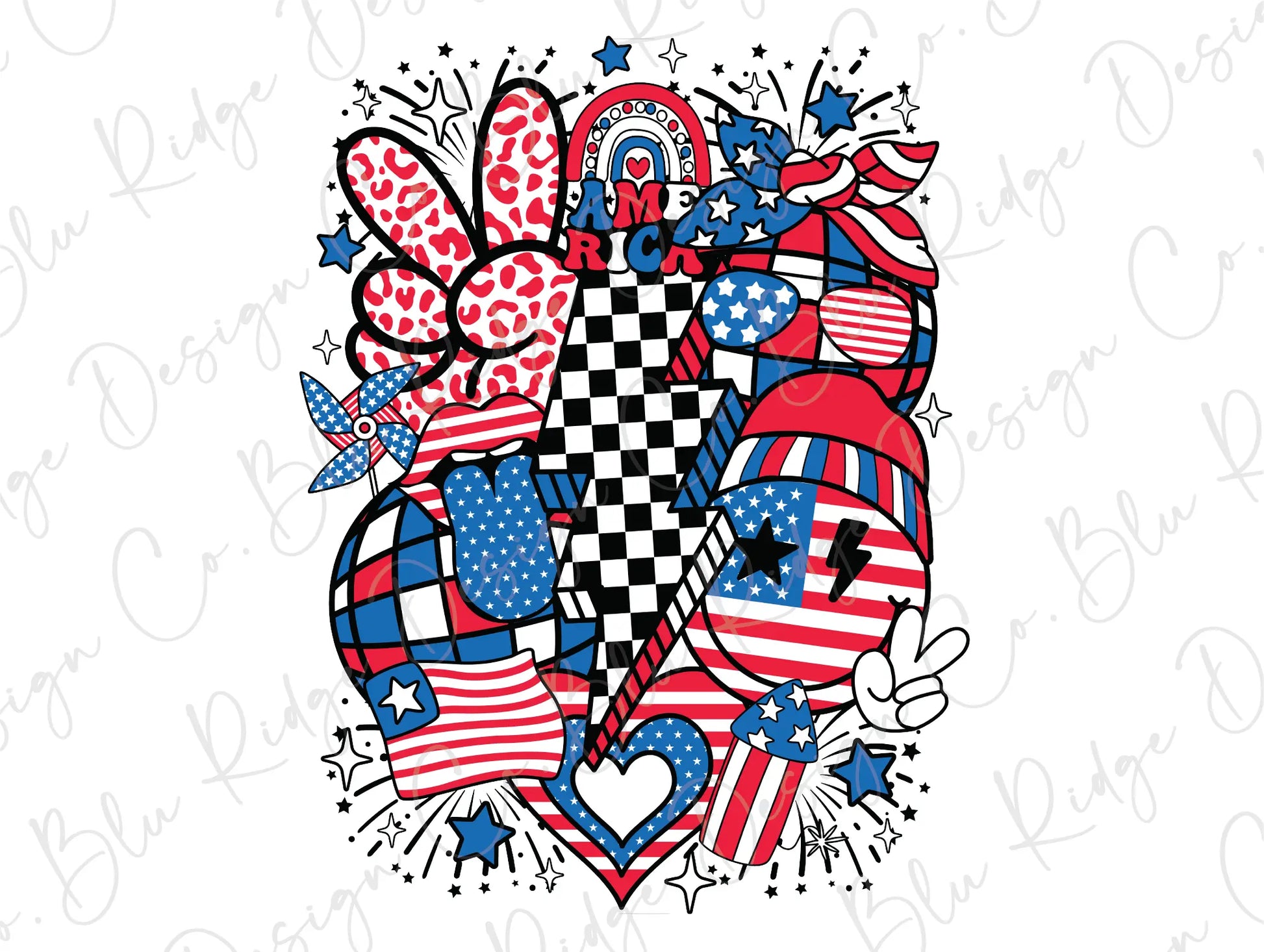 a heart made up of american flags and hearts