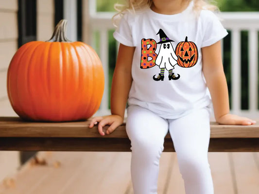 Boo Halloween Witch Ghost Design Graphic T-Shirt