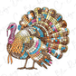 a colorful turkey is shown on a white background