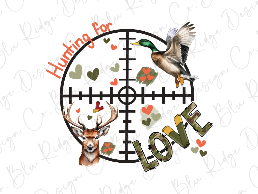 a deer and a bird on a white background with the words hunting for love