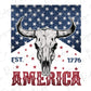 an american flag with a bull skull on it