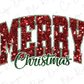 a merry christmas sign with red glitter