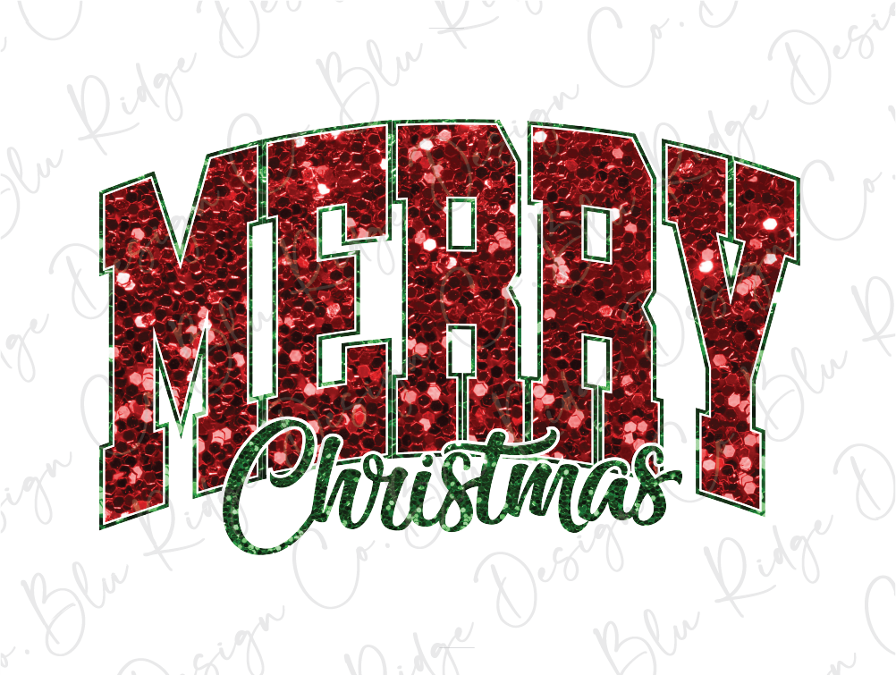 a merry christmas sign with red glitter