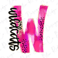 A stylized pink letter "W" with black dots and brushstrokes, accompanied by the word "wildcats" written in a cursive font.