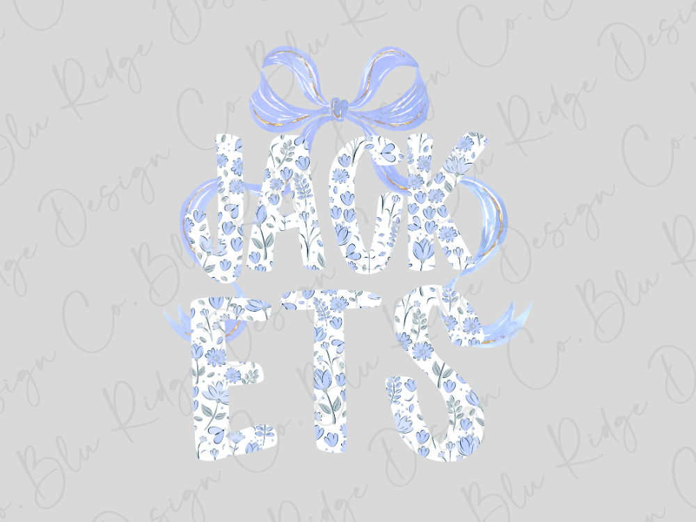 a floral pattern with the word "JACKETS" written in a decorative font.