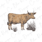 a drawing of a cow standing in a field